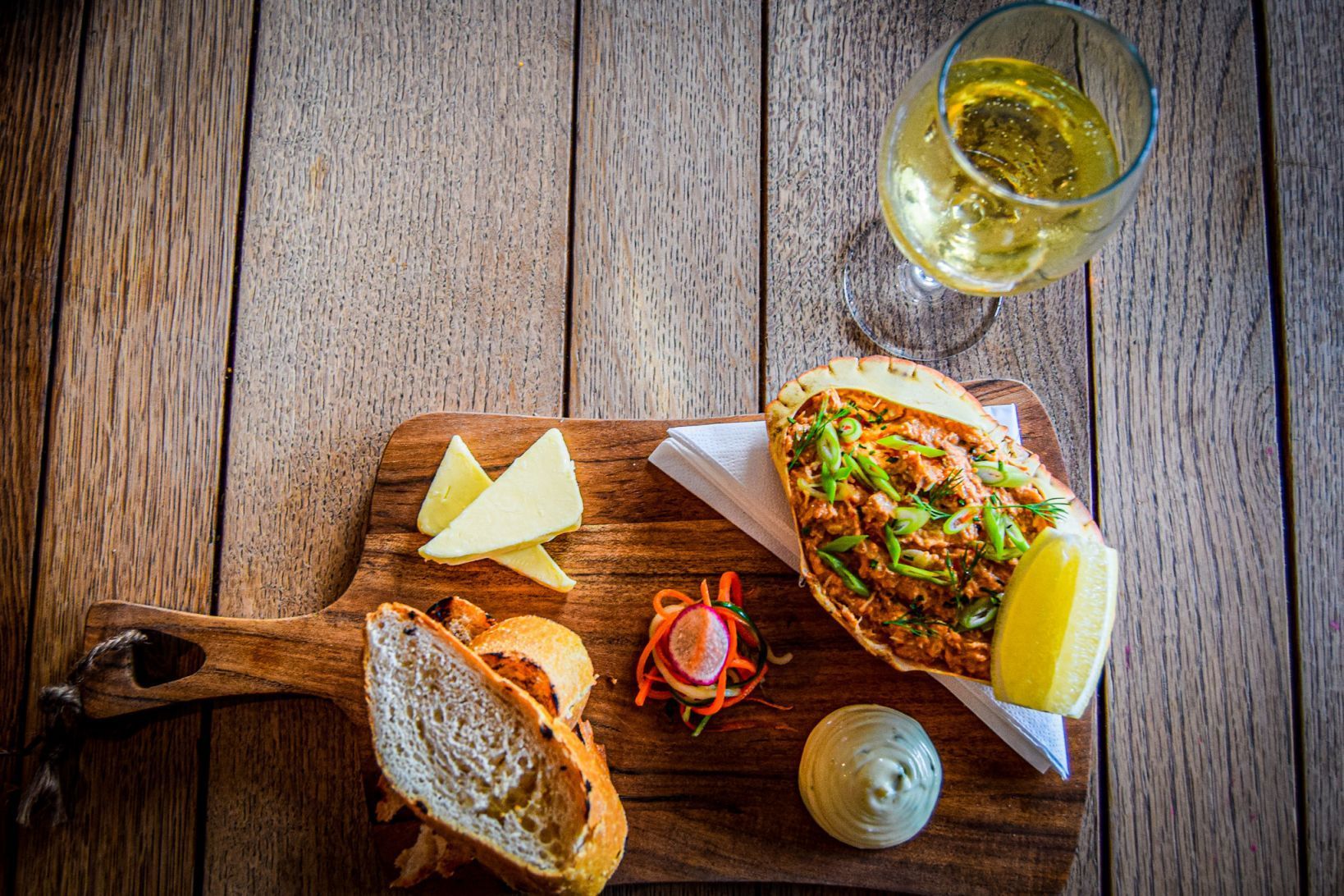 Dressed crab starter.
