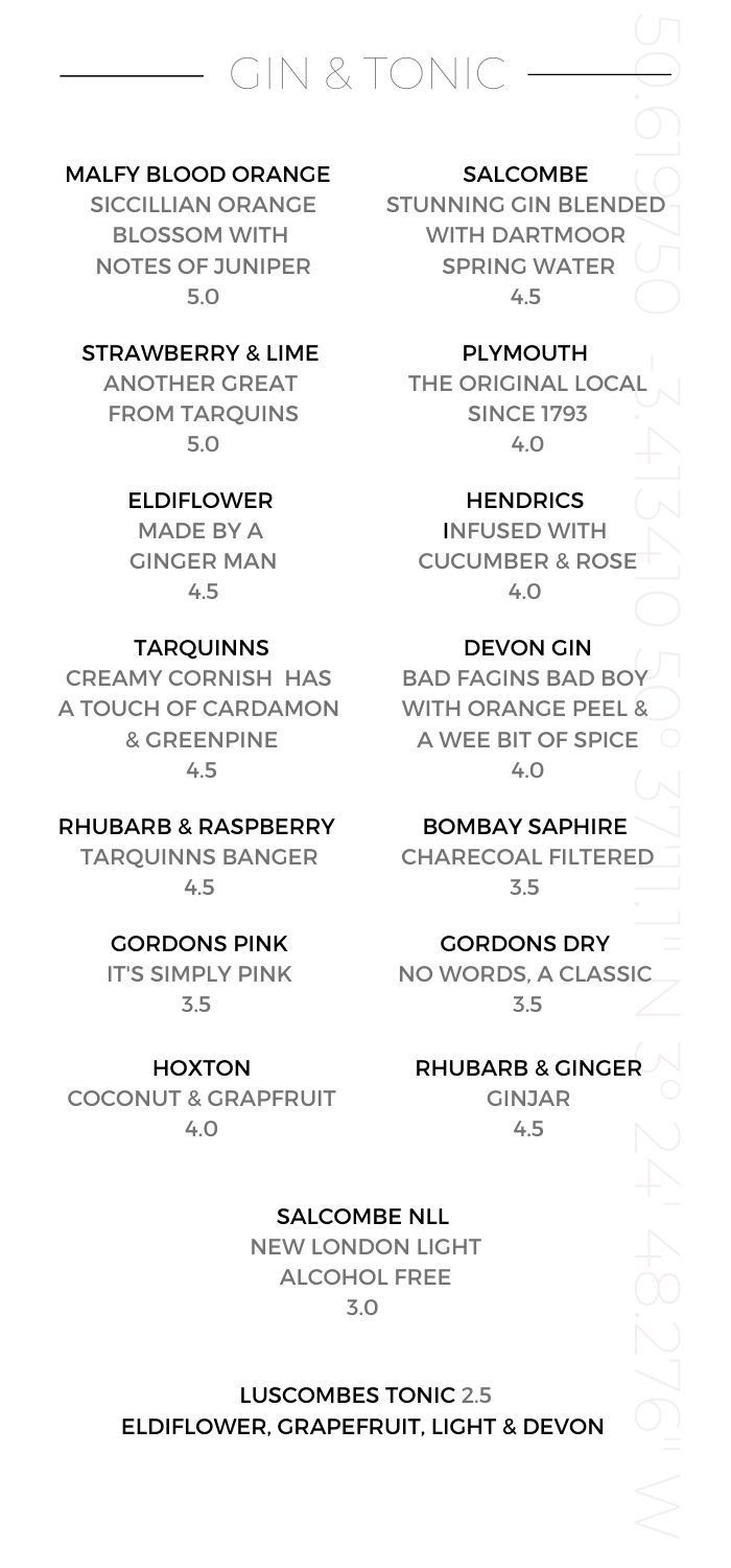 Gin and tonic selection in black writing, on a white background with gps coordinates.