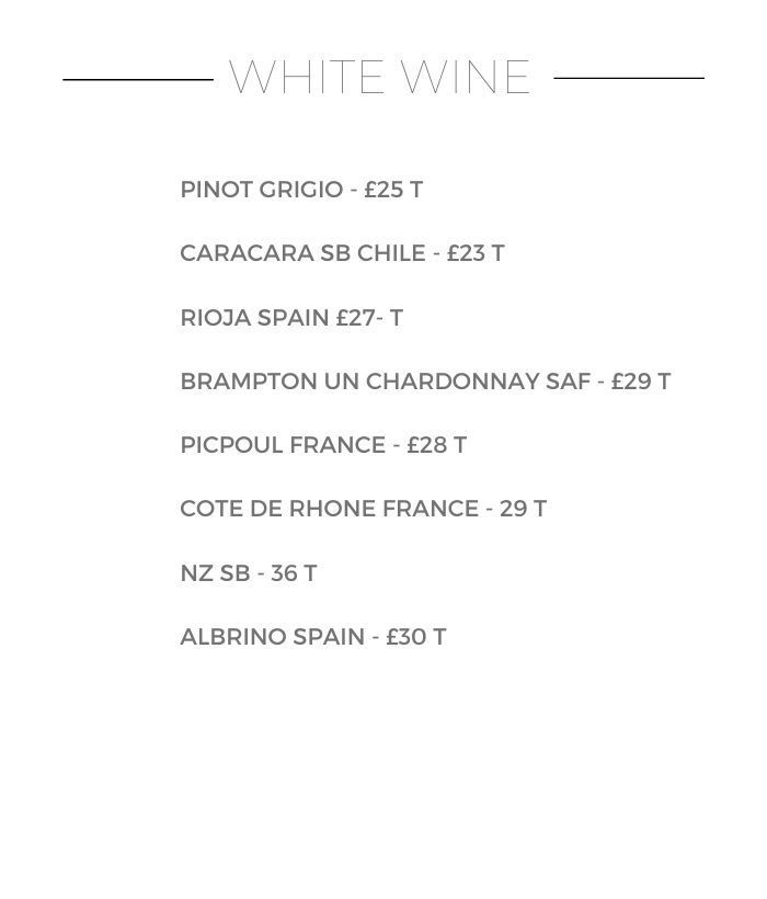 White wine drinks in black writing, on a white background with gps coordinates.