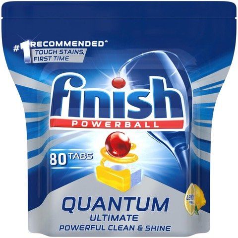 A bag of finish quantum ultimate dishwasher tabs