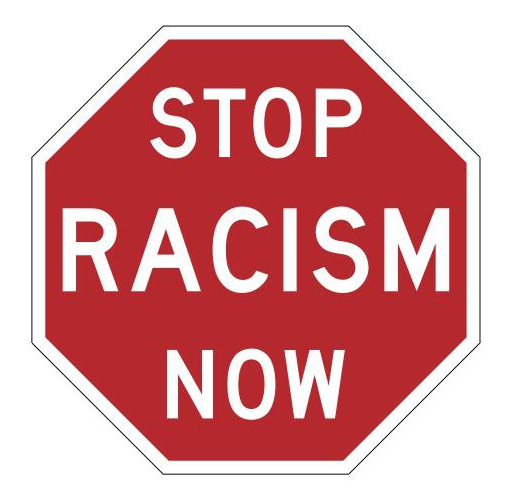 A stop sign that says stop racism now