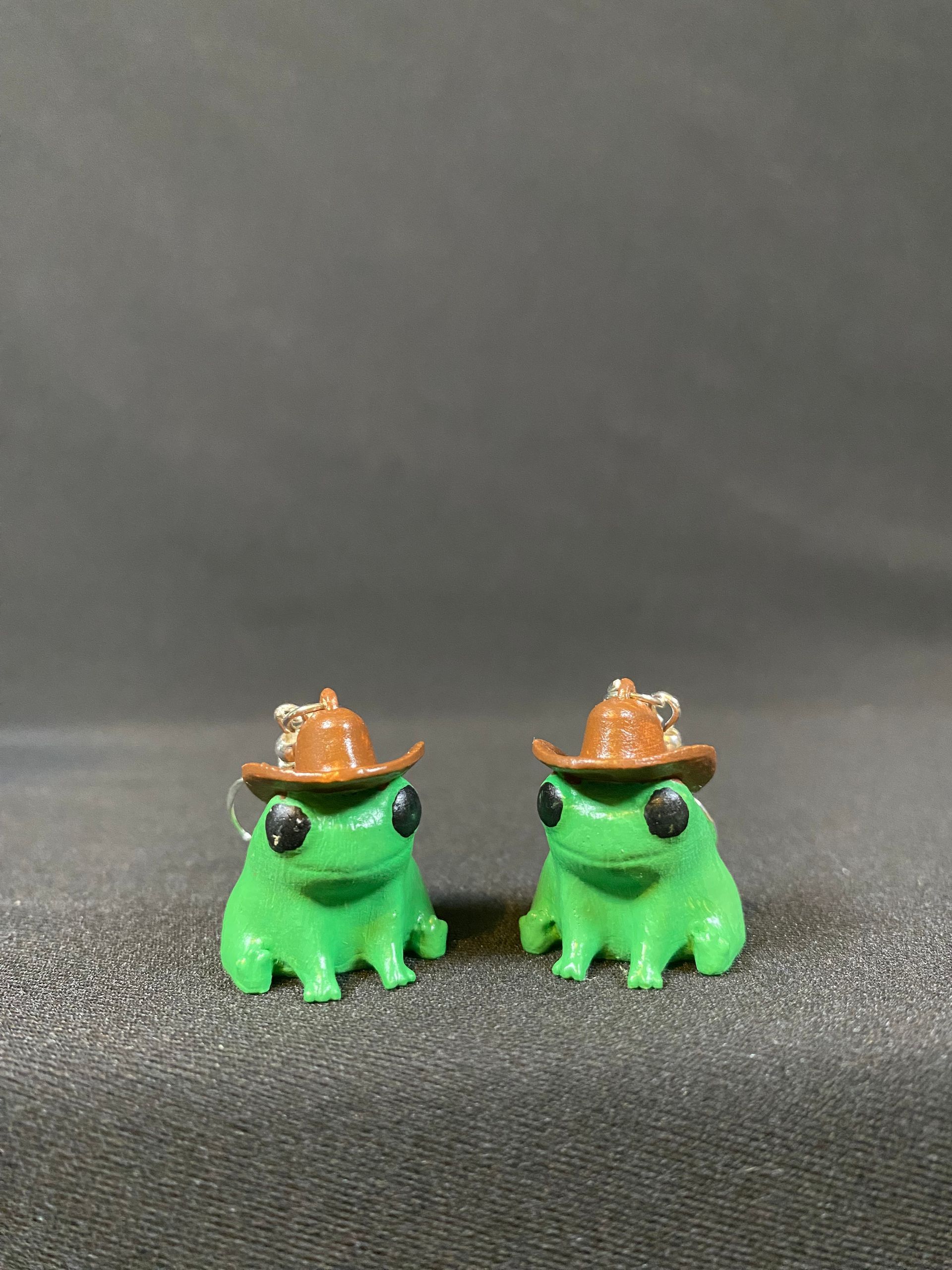 Frog with Cowboy Hat Earrings