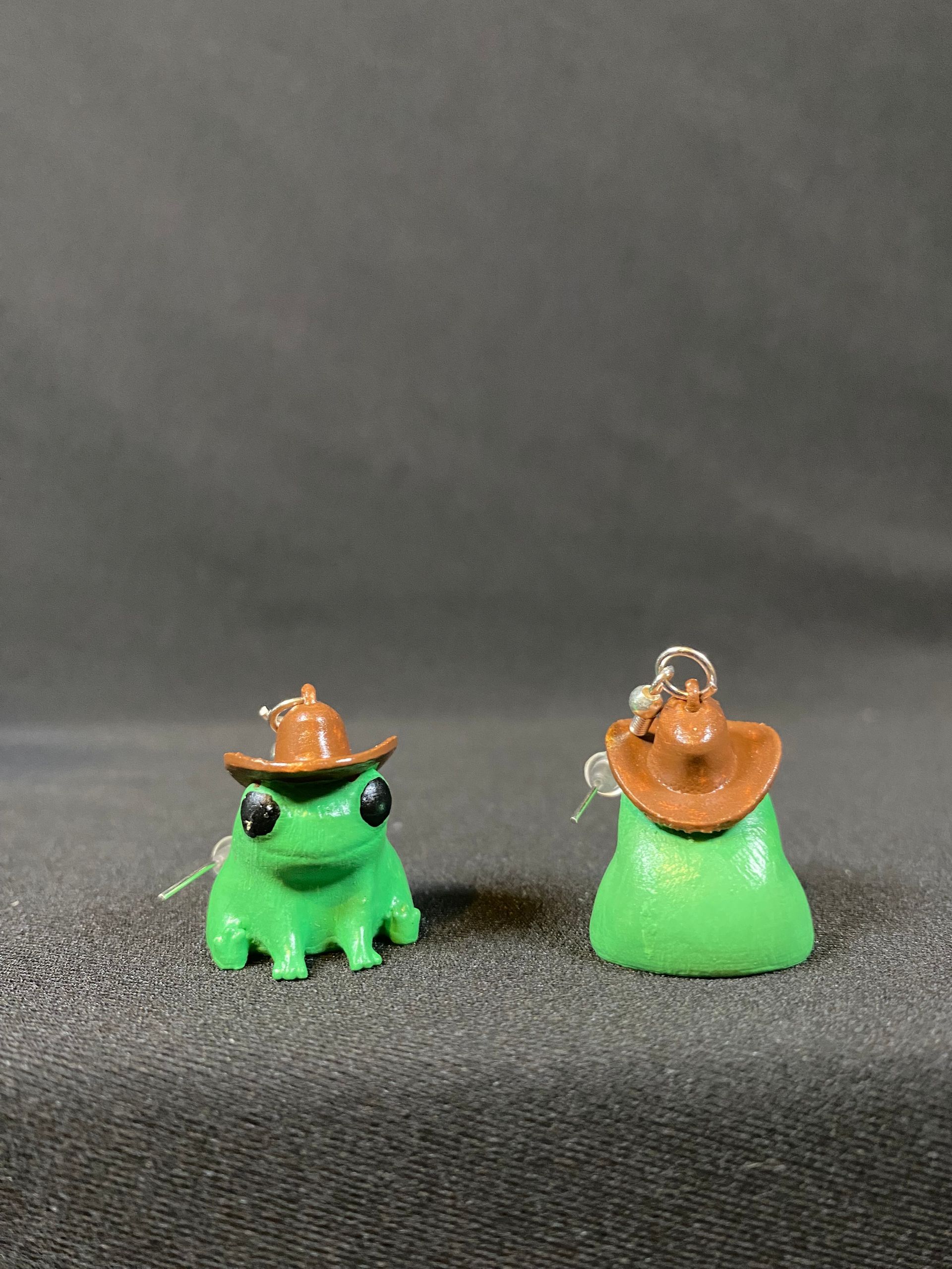 Frog with Cowboy Hat Earrings