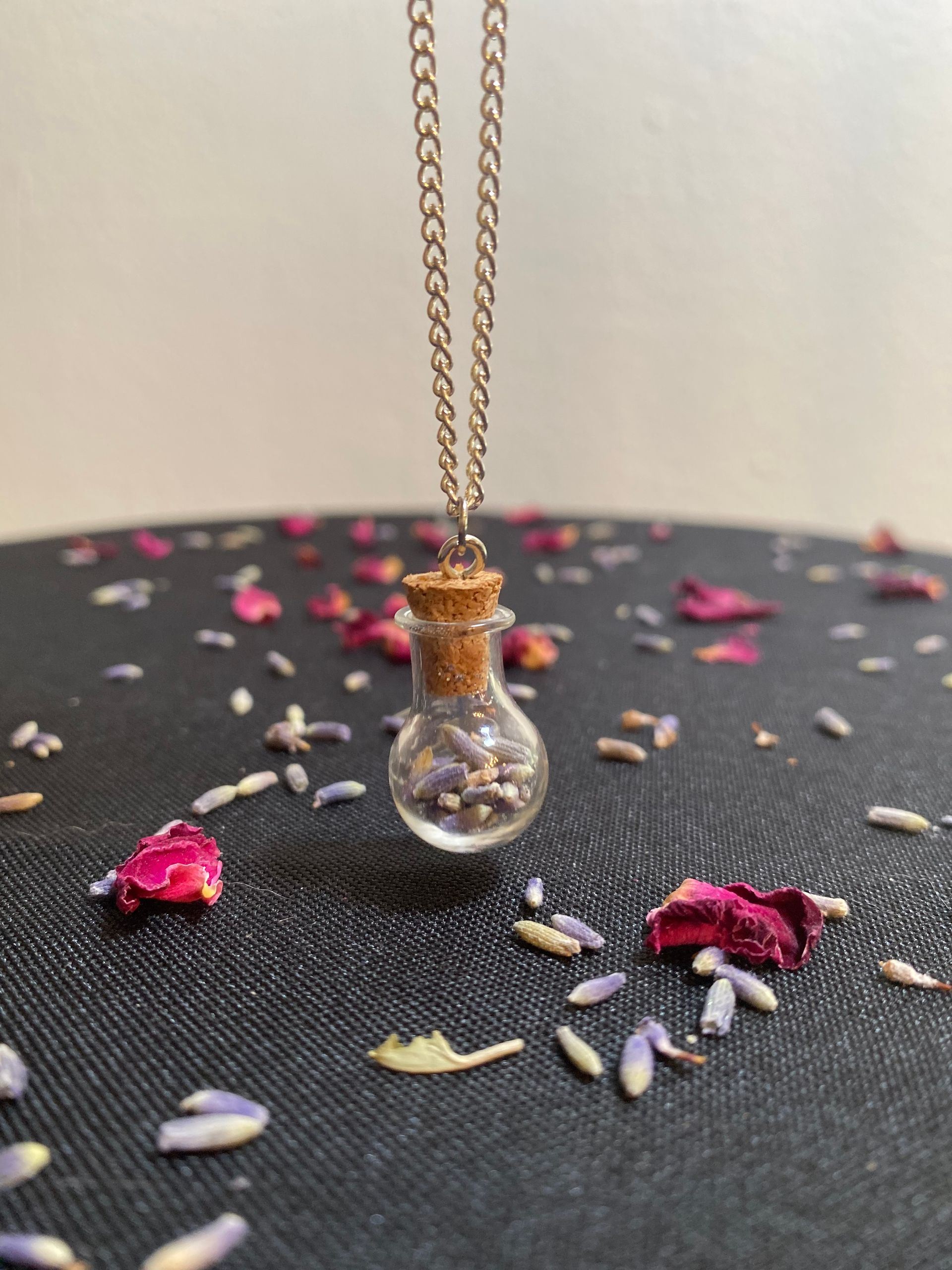 Lavender Bud Bottle Necklace