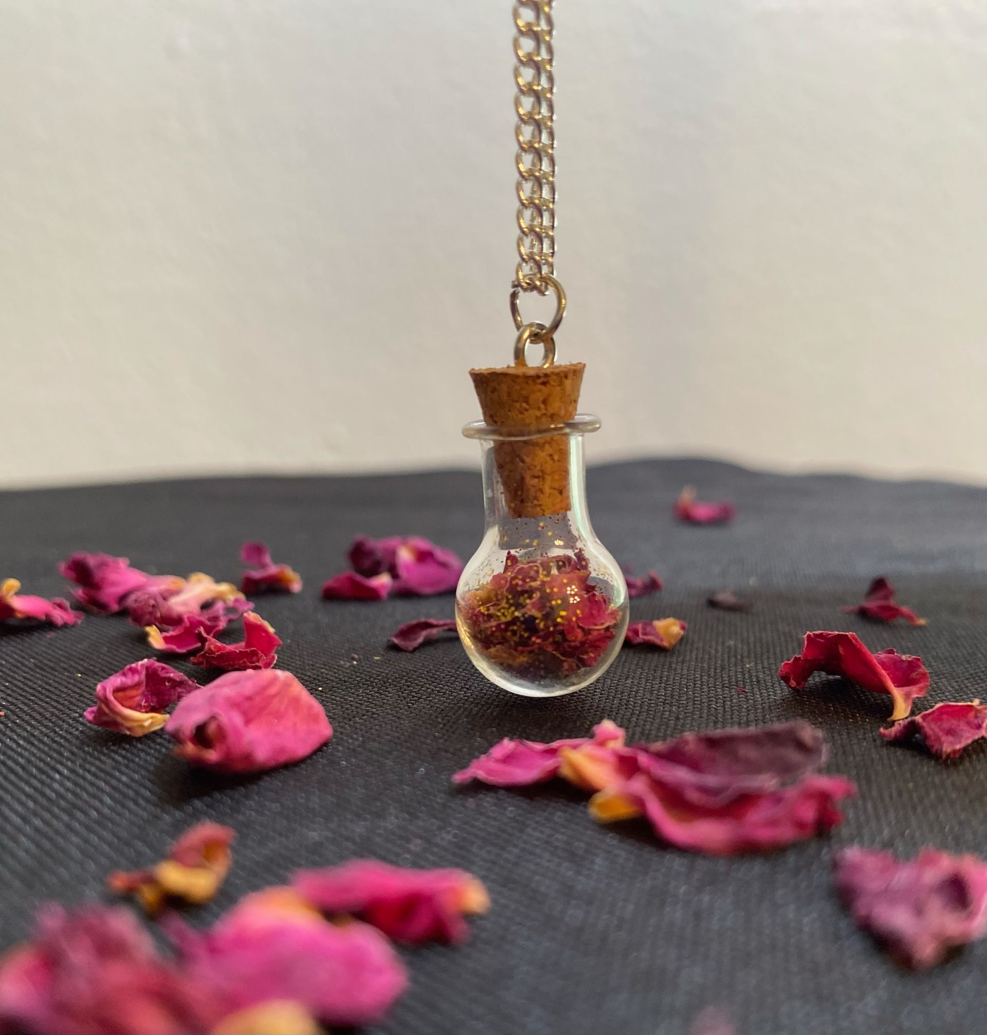 Rose Petal Bottle Necklace