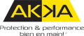 Logo avec le mot « AKKA » en jaune sur un fond noir et jaune, avec le texte en dessous indiquant « Protection et performance ».