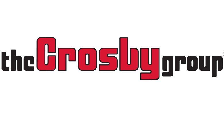 Logo du groupe Crosby, avec le texte « the Crosby group » en rouge sur fond blanc.