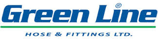 Logo de Green Line Hose & Fittings Ltd., avec texte bleu et soulignement vert.