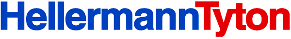 Logo HellermannTyton, texte bleu avec « Tyton » en rouge.