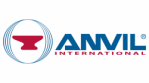 Logo d'Anvil International, représentant une enclume rouge à l'intérieur d'un cercle bleu à anneaux concentriques ; texte bleu « ANVIL ».