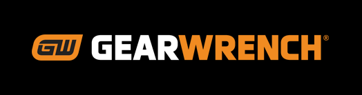 Logo GearWrench en blanc et orange sur fond noir.