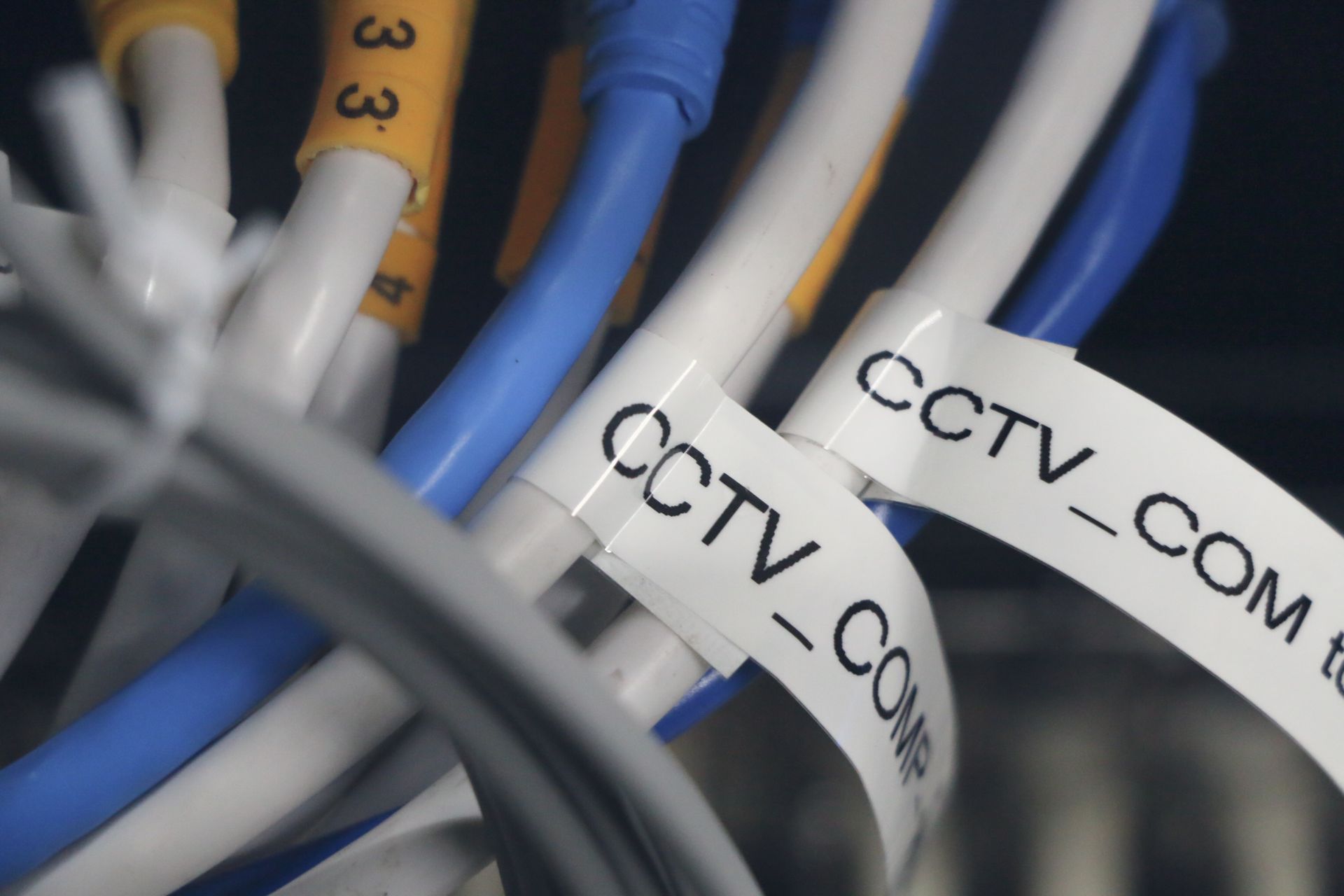 NVR / recorder and cabling neatly installed in a comms cupboard or wall cavity. NVR / recorder and cabling neatly installed in a comms cupboard or wall cavity.