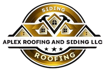 Aplex Roofing and Siding LLC logo with gold roof emblem and black text