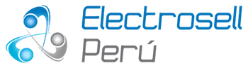 Logotipo de Electrosell Perú con un icono de esfera estilizada en azul y gris y texto