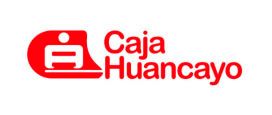 Logotipo rojo de Caja Huancayo, con un icono blanco estilizado y texto