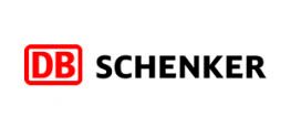 Logotipo de DB Schenker con las letras rojas DB dentro de un cuadrado y el texto negro SCHENKER sobre un fondo blanco