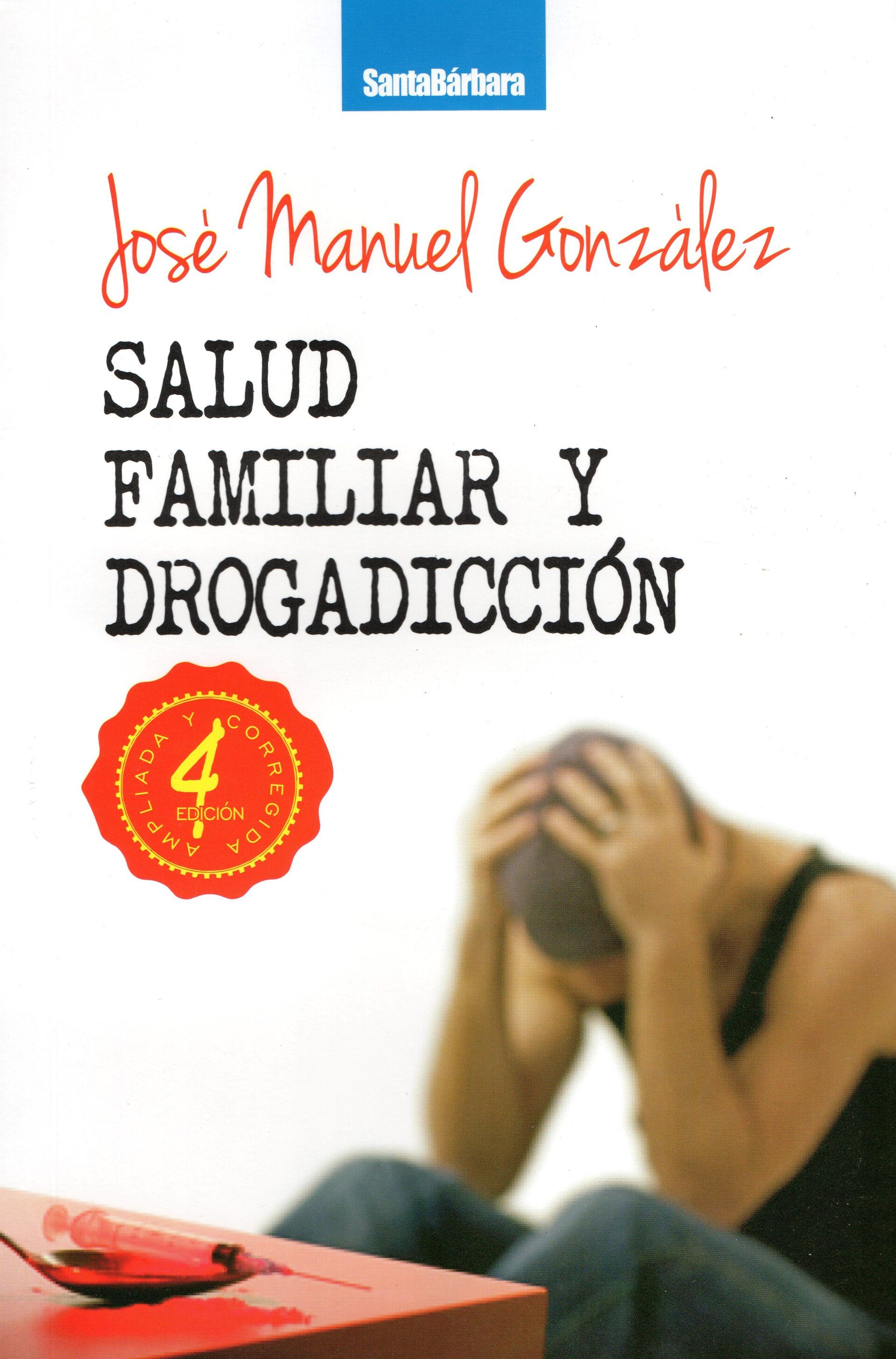 Portada: Una persona con la cabeza entre las manos, sentada cerca de una jeringa sobre una superficie roja. 