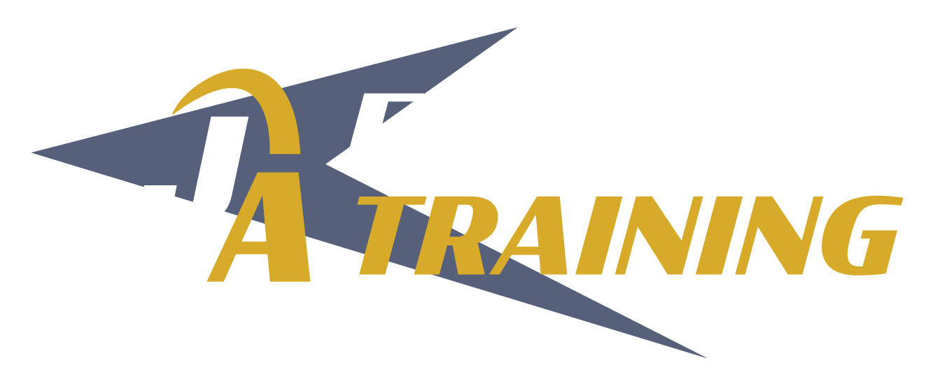 JA Flight Training logo featuring stylized JA lettering with gold and gray aviation design.