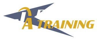 JA Flight Training logo featuring stylized JA lettering with gold and gray aviation design.