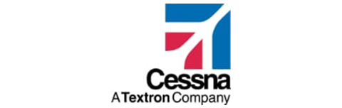 Cessna Aircraft Company logo with stylized red and blue aviation symbol and Textron branding.