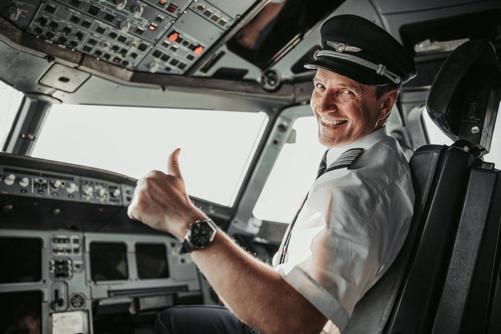 A man learning how to fly a plane.