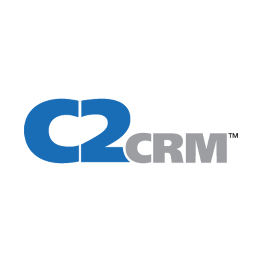 C2CRM logo in blue and gray text on a white background