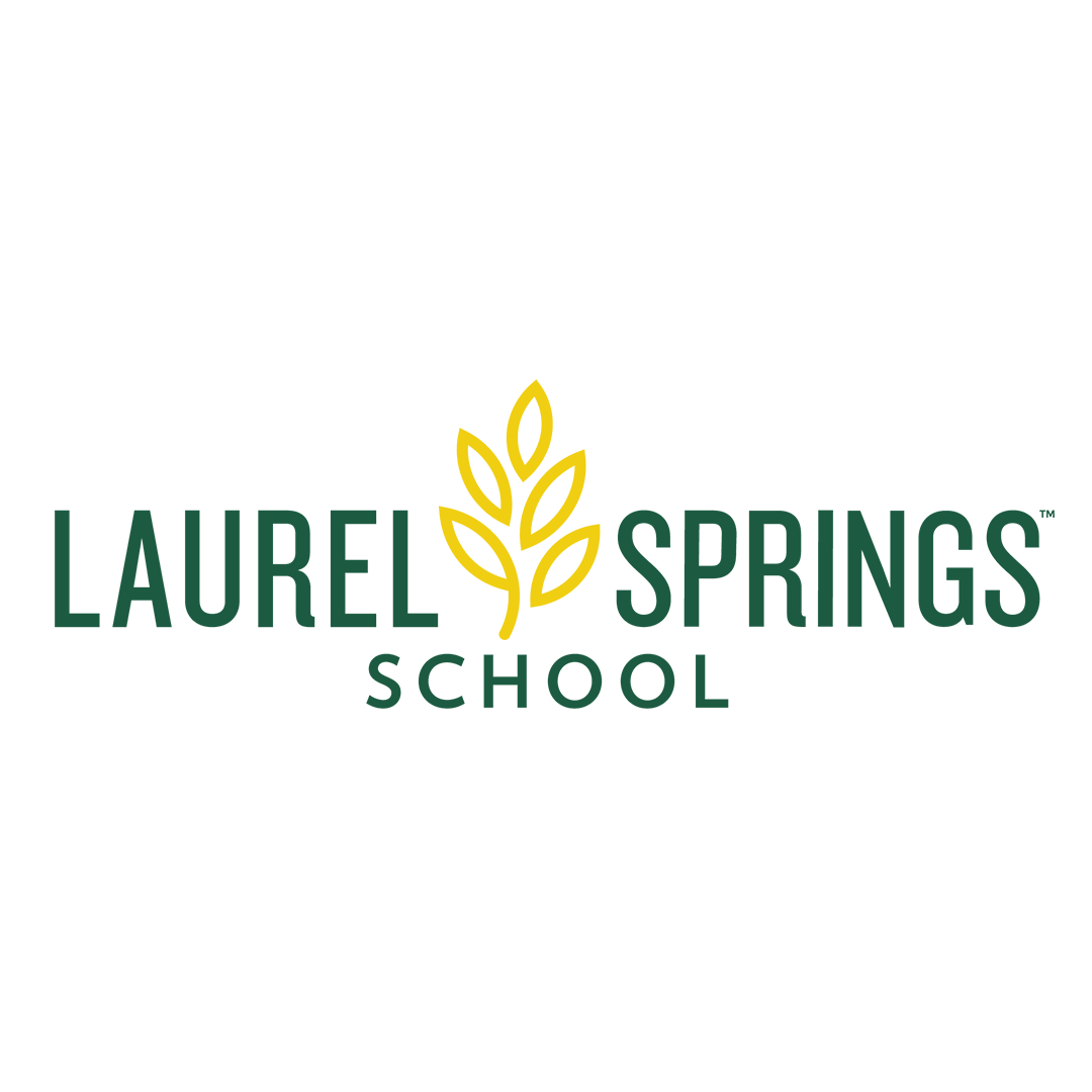 Laurel Springs School logo with green text and a gold leaf graphic on a white background