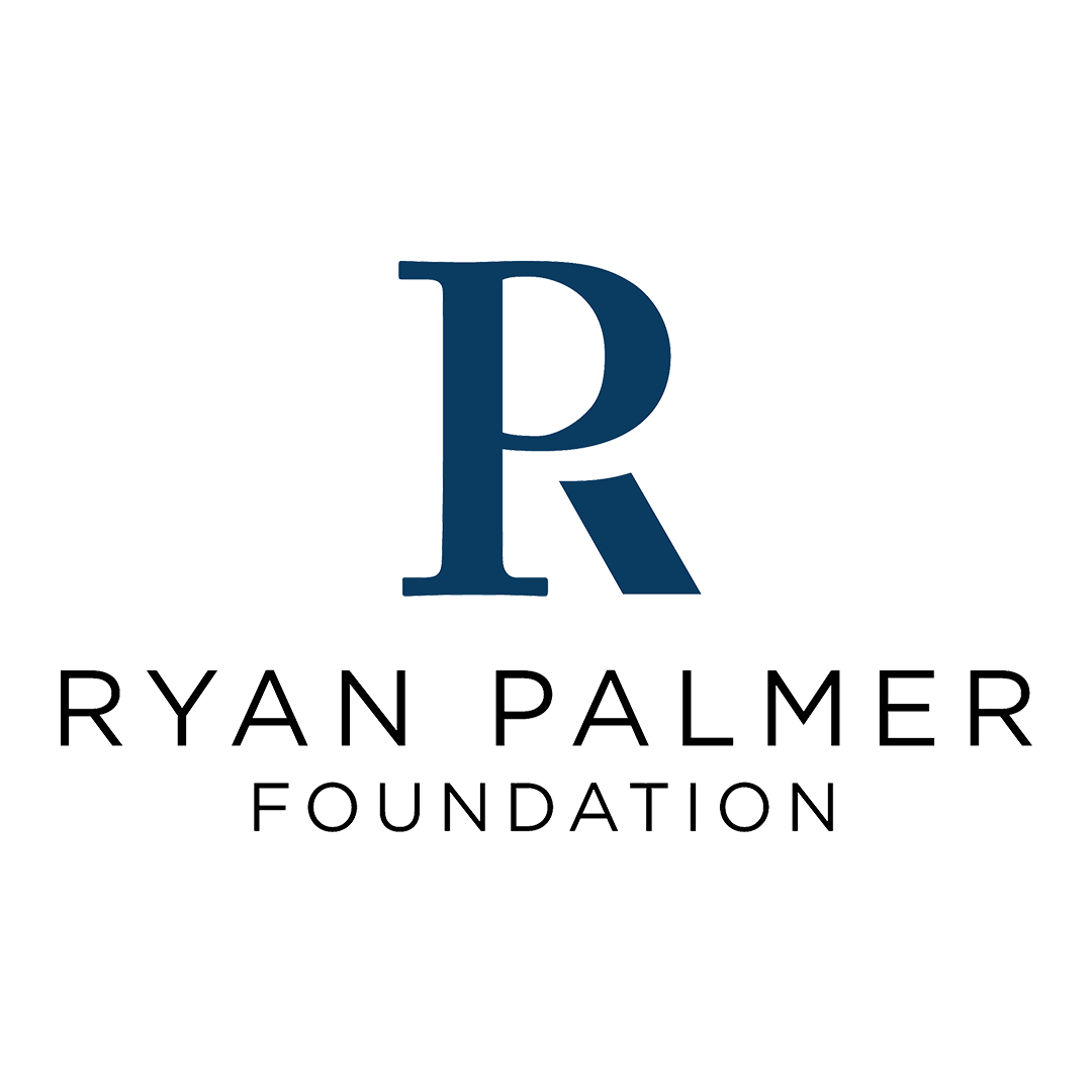 Ryan Palmer Foundation logo with blue “R” above black text on white background