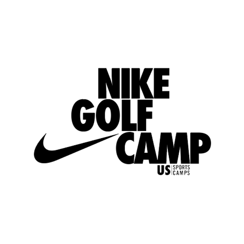 Nike Golf Camp logo with black text and swoosh on a white background