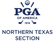 PGA of America Northern Texas Section logo in navy blue with crossed golf clubs and golf ball, 1916