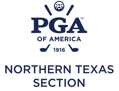 PGA of America Northern Texas Section logo in navy blue with crossed golf clubs and golf ball, 1916