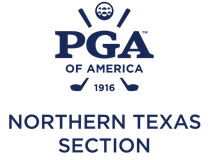 PGA of America Northern Texas Section logo in navy blue with crossed golf clubs and golf ball, 1916