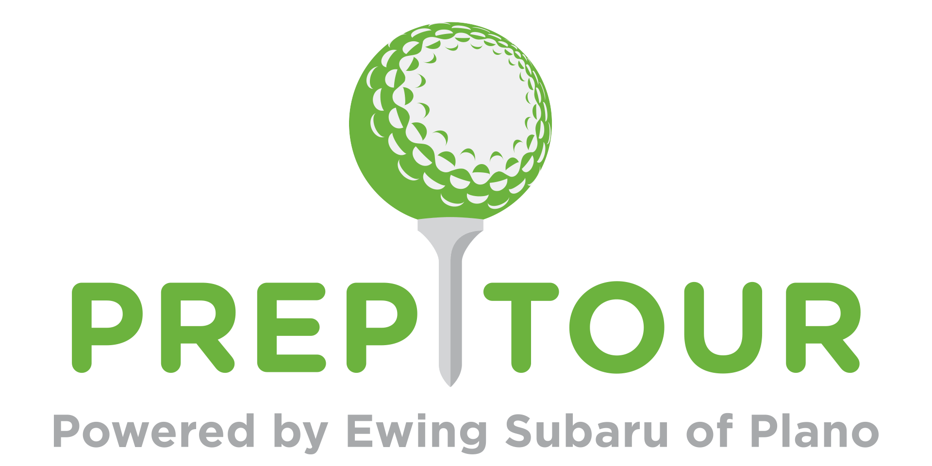PrepTour logo with green golf ball icon and gray text “Powered by Eyeing Subaru”