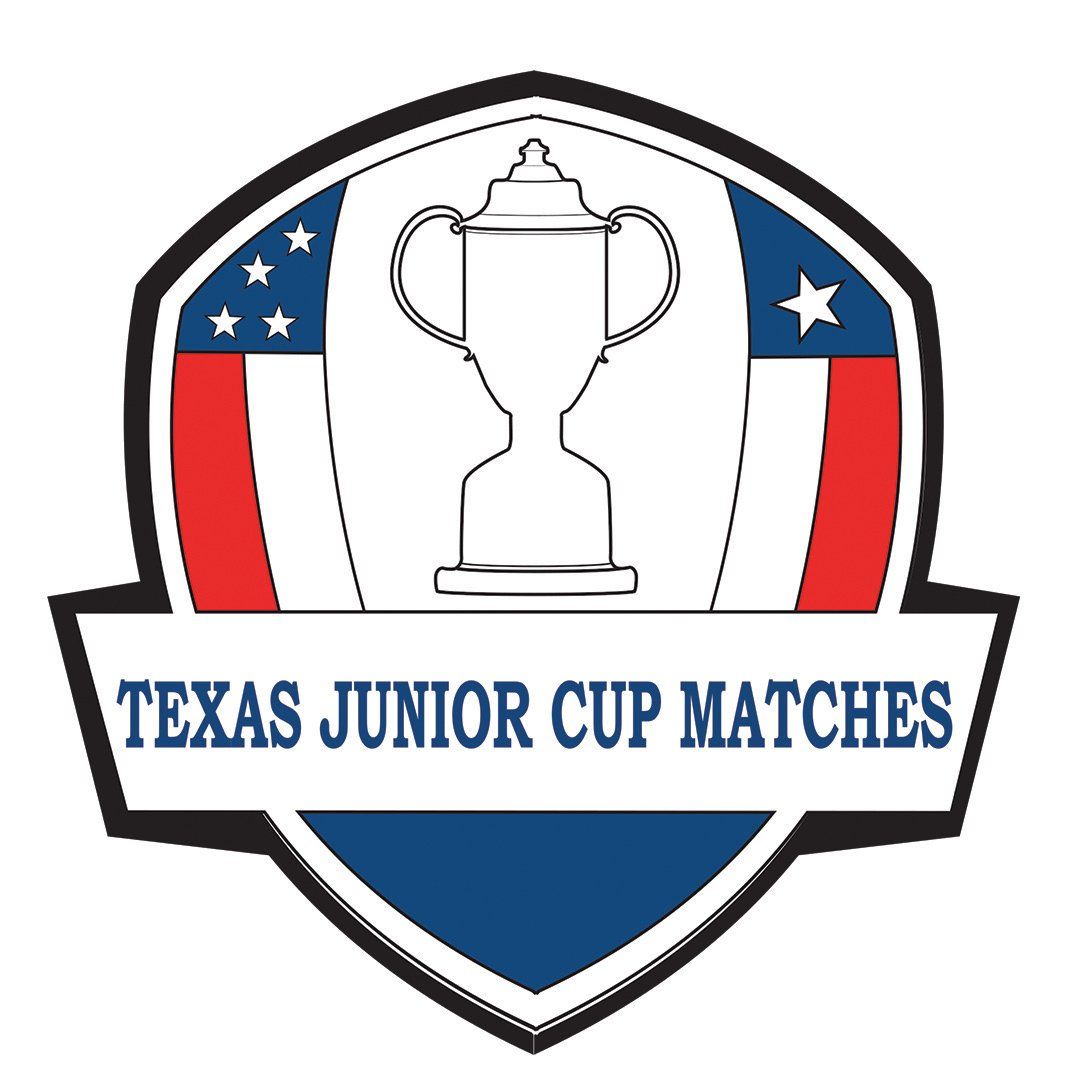 Texas Junior Cup Matches logo with trophy and red, white, and blue shield