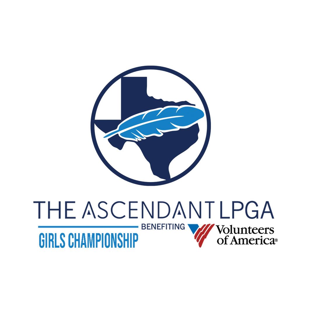 The Ascendant LPGA Girls Championship logo with Texas silhouette, feather, and Volunteers of America branding