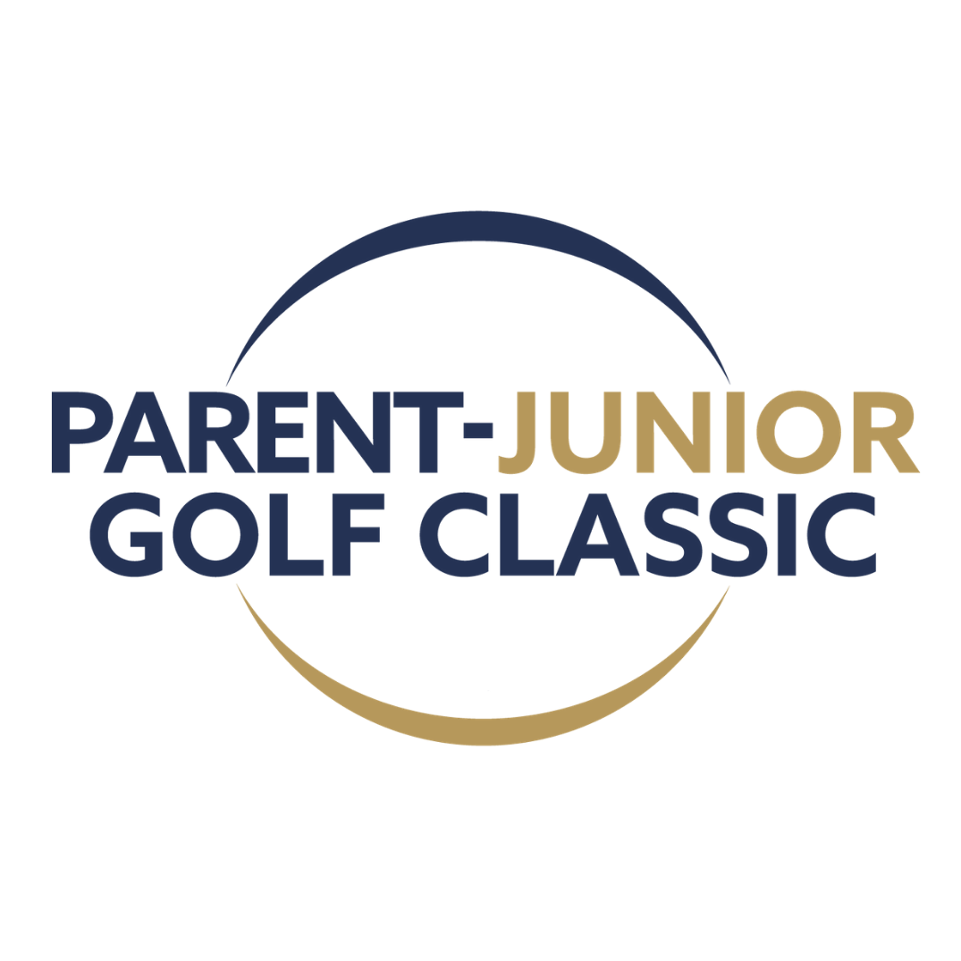 Parent-Junior Golf Classic logo in navy and gold with a circular arc design