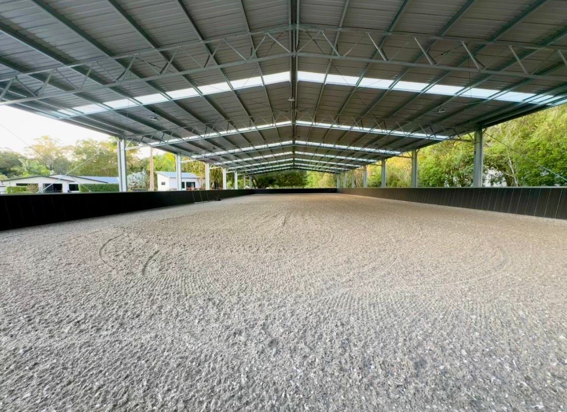 Indoor equestrian arena at Bexland farm near Noosa Sunshine Coast