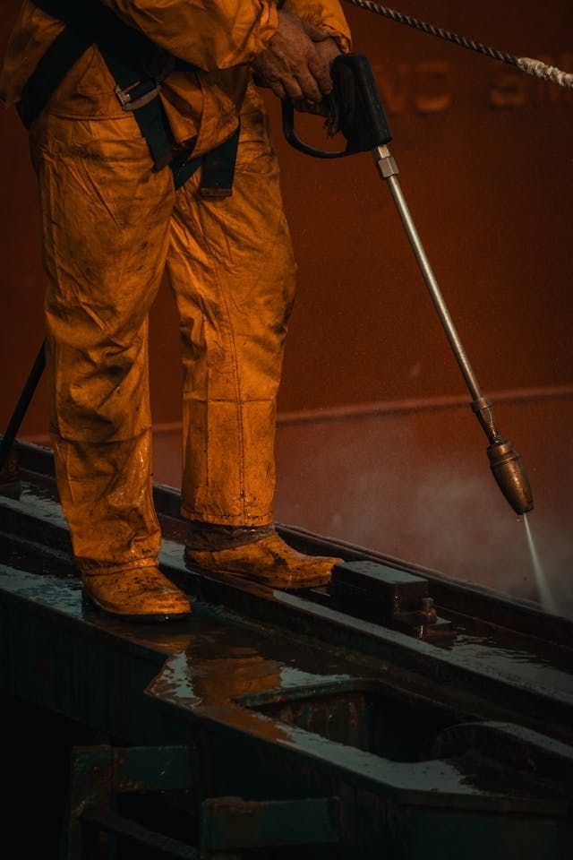 watter jetting preping with high pressure power washing at Jag'd Construction