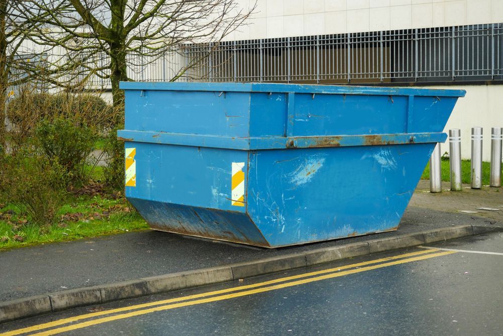 Green Dumpster Overflowing with Trash on A Brick Street — UBIN in Broadwater, NSW
