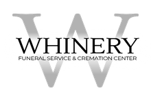 Whinery Funeral Service & Cremation Center logo with large gray W and black text