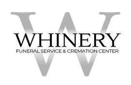 Whinery Funeral Service & Cremation Center logo with large gray W and black text