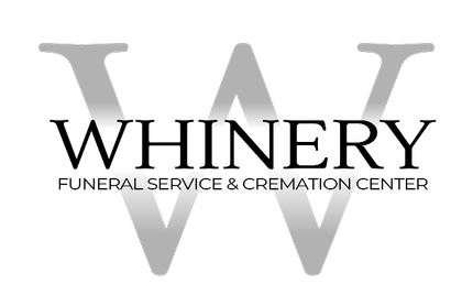 Whinery Funeral Service & Cremation Center logo with large gray W and black text