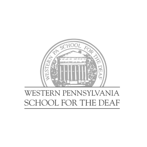 Logo for Western Pennsylvania School for the Deaf with building seal and text