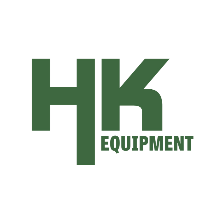 Green HK Equipment logo with stylized letters on a white background