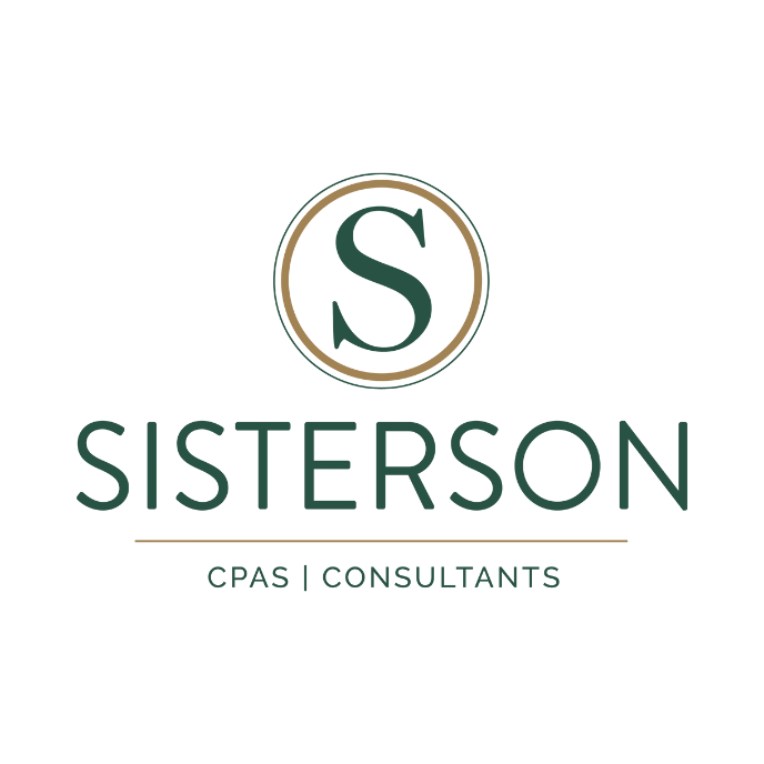 Sisterson CPAs | Consultants logo with green “S” in gold ring on white background