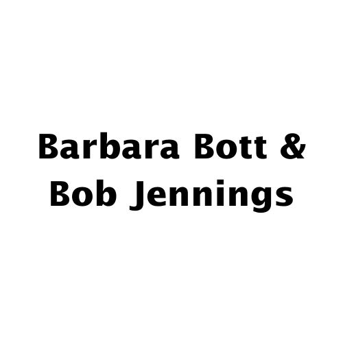 Black text reading “Barbara Bott & Bob Jennings” on a white background