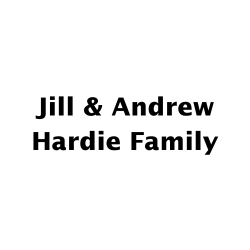 Jill & Andrew Hardie Family in bold black text on a white background