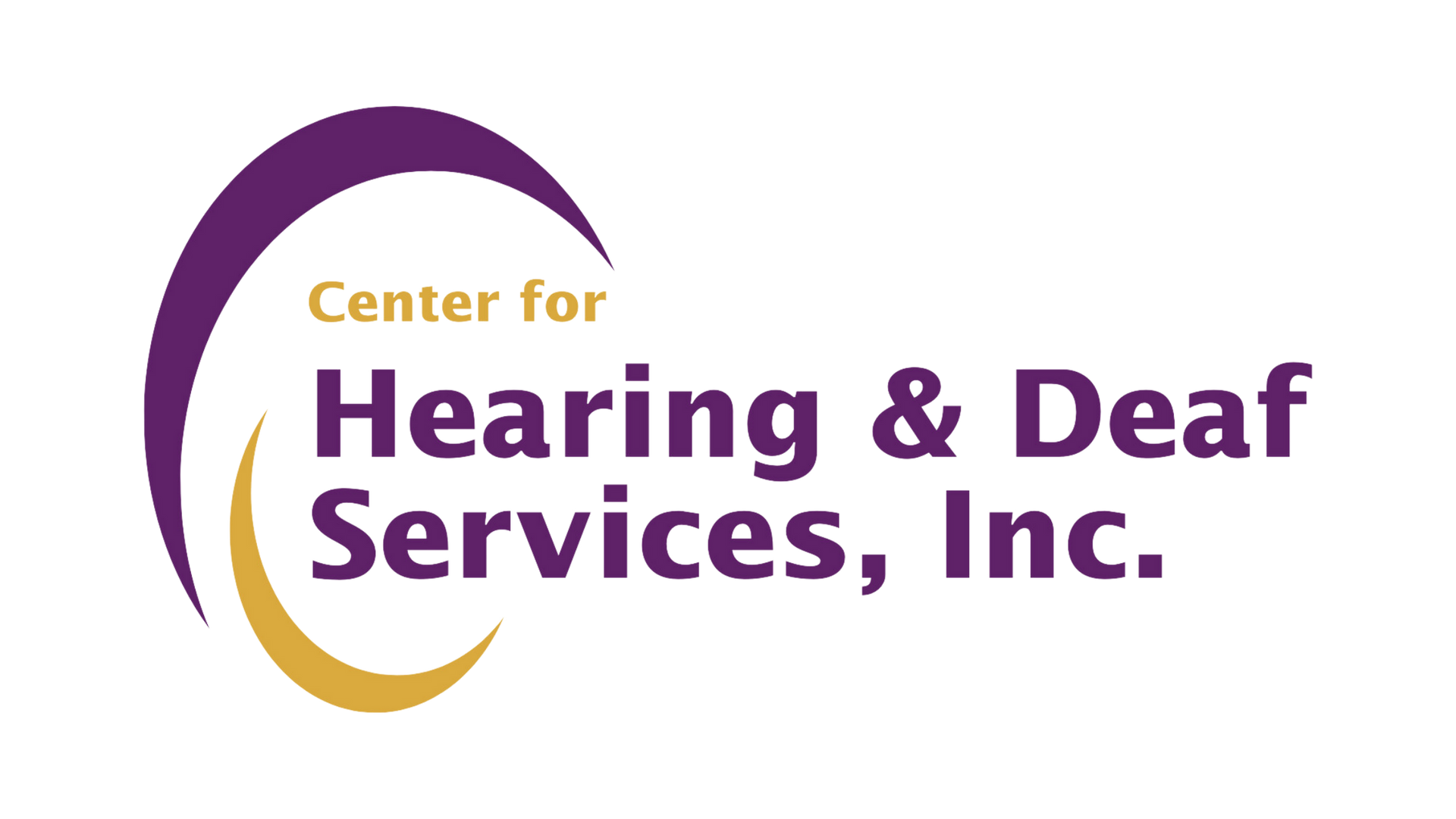 Center for Hearing & Deaf Services, Inc. logo in purple and gold