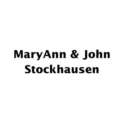 Black text reading “MaryAnn & John Stockhausen” on a white background