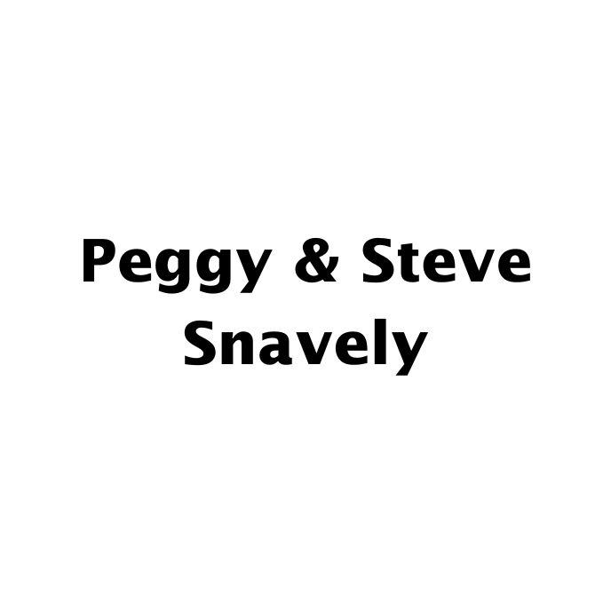 Black text reading “Peggy & Steve Snavely” centered on a white background